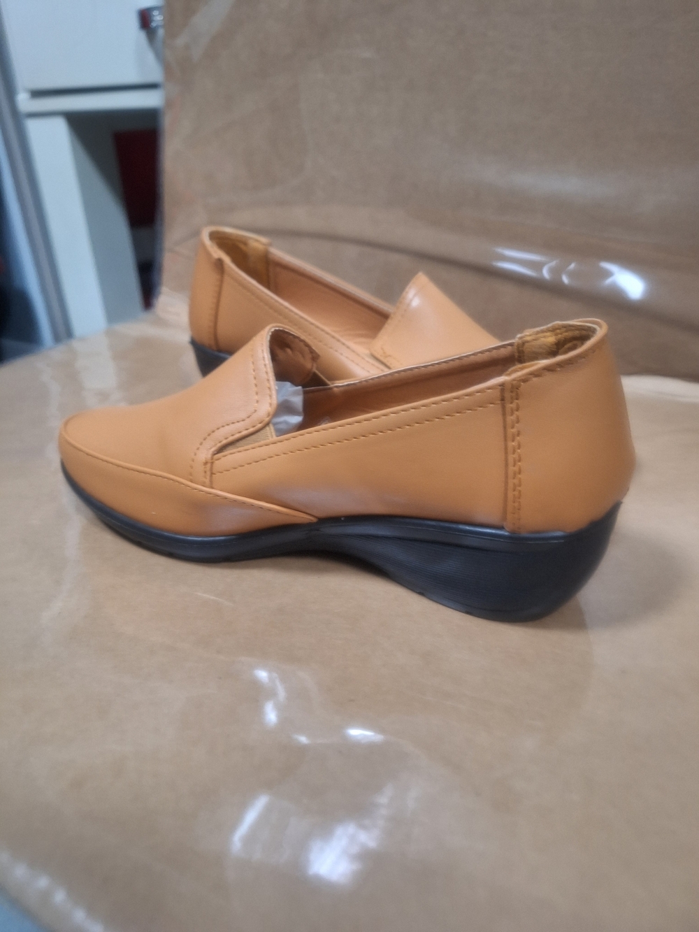 Women's Tan Slip-On Loafers - Comfort Casual Flats - Picture 3 of 5